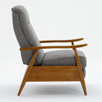 Taylor Wood Arm Push Back Recliner in Performance Fabric by