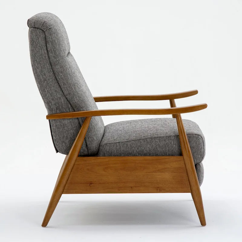 Taylor Wood Arm Push Back Recliner in Performance Fabric by