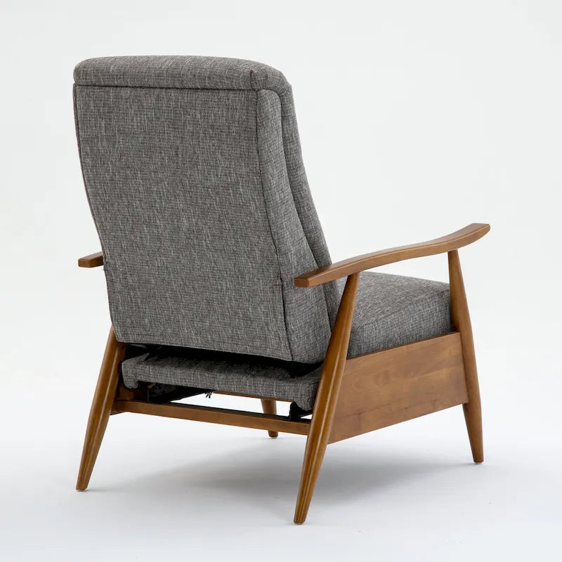 Taylor Wood Arm Push Back Recliner in Performance Fabric by