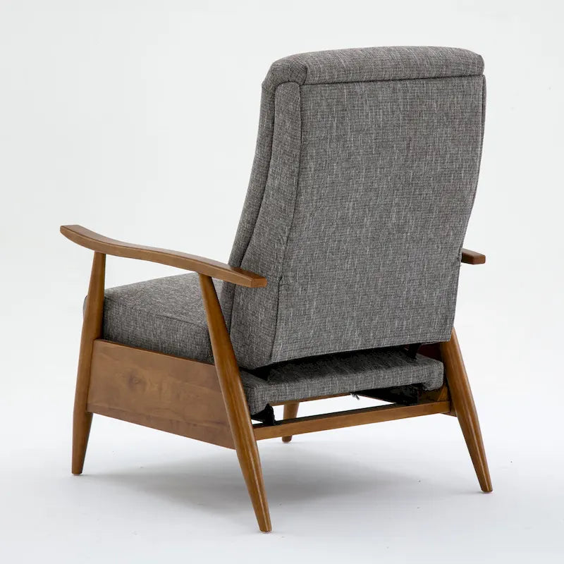 Taylor Wood Arm Push Back Recliner in Performance Fabric by