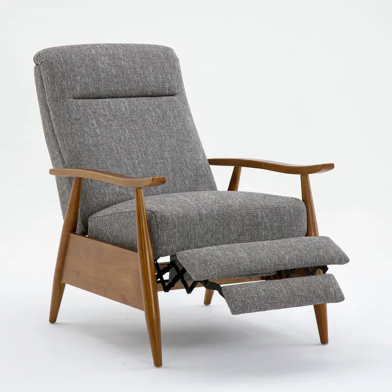 Taylor Wood Arm Push Back Recliner in Performance Fabric by