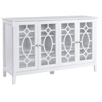 HOMCOM Wood Accent Sideboard Buffet Serving Storage Cabinet with 4 Framed Glass Doors, Adjustable Shelves - 54W x 15.5D x 32H