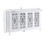 HOMCOM Wood Accent Sideboard Buffet Serving Storage Cabinet with 4 Framed Glass Doors, Adjustable Shelves - 54W x 15.5D x 32H