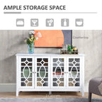 HOMCOM Wood Accent Sideboard Buffet Serving Storage Cabinet with 4 Framed Glass Doors, Adjustable Shelves - 54W x 15.5D x 32H