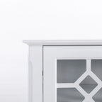 HOMCOM Wood Accent Sideboard Buffet Serving Storage Cabinet with 4 Framed Glass Doors, Adjustable Shelves - 54W x 15.5D x 32H