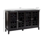 HOMCOM Wood Accent Sideboard Buffet Serving Storage Cabinet with 4 Framed Glass Doors, Adjustable Shelves - 54W x 15.5D x 32H