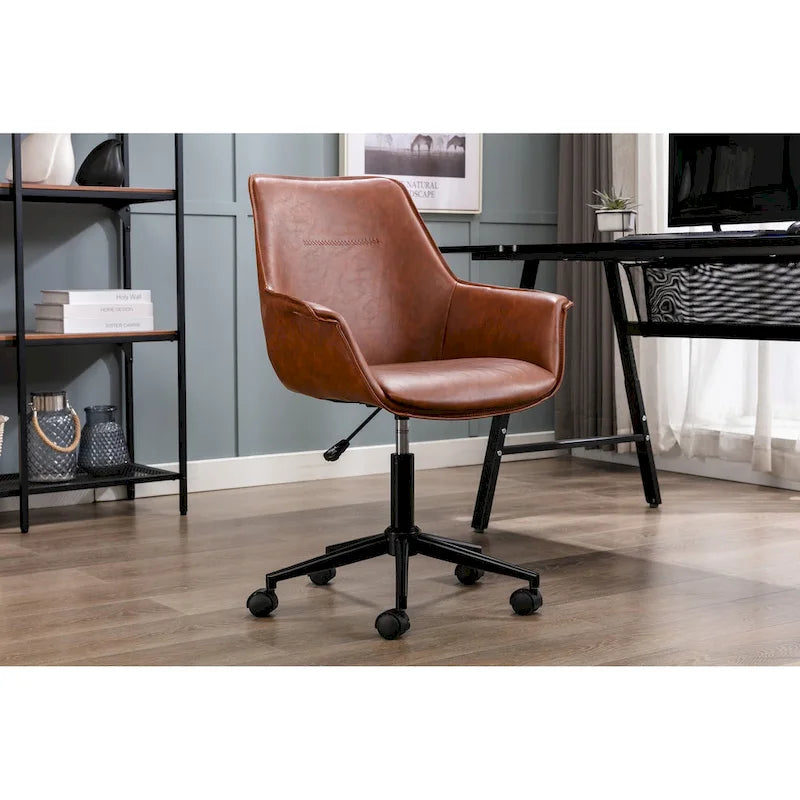 Jamar PU Leather Office Chair with Metal Roller Base