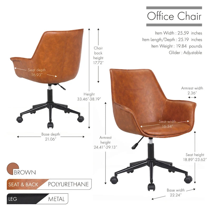 Jamar PU Leather Office Chair with Metal Roller Base
