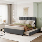 Upholstered Platform Bed with 2 Drawers and 1 Twin XL Trundle