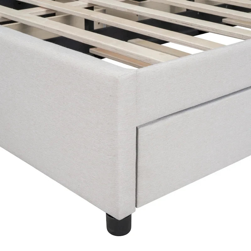 Upholstered Platform Bed with 2 Drawers and 1 Twin XL Trundle