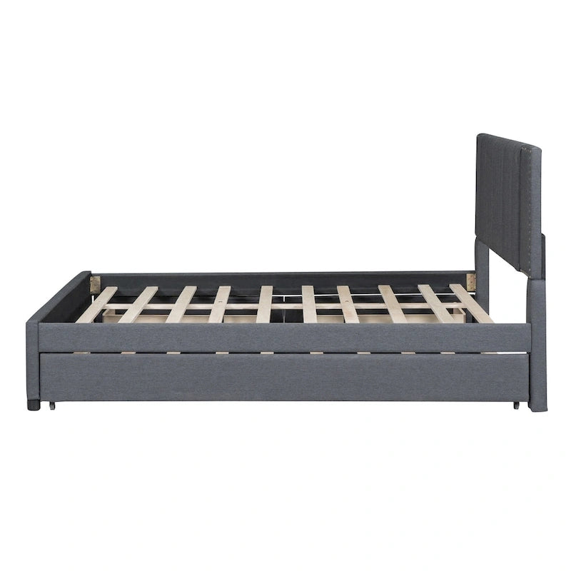 Upholstered Platform Bed with 2 Drawers and 1 Twin XL Trundle