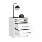 TUHOME Eter 2-Drawer Nightstand End Table with Metal Handles and Open Shelf