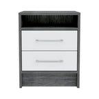 TUHOME Eter 2-Drawer Nightstand End Table with Metal Handles and Open Shelf