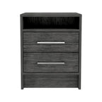 TUHOME Eter 2-Drawer Nightstand End Table with Metal Handles and Open Shelf
