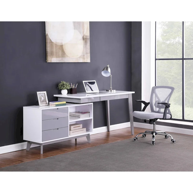 Somette Modern 2-Tone Rotating Wooden Computer Desk