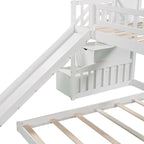 Stairway Twin over Twin Bunk Bed with Two Drawers and Slide, Gray(OLD SKU :LP000156AAE)