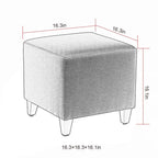 Adeco Square Ottoman Footrest Stool Small Fabric Bench Seat