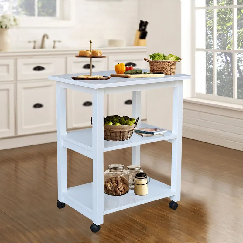 Porch & Den Estelle Solid Wood Microwave Kitchen Cart