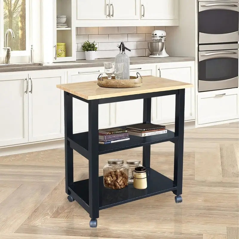 Porch & Den Estelle Solid Wood Microwave Kitchen Cart