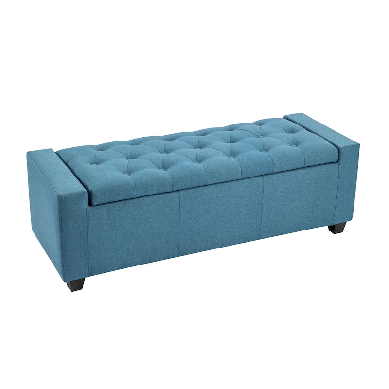Iara Fabric Upholstered Flip Top Storage Ottoman Bench