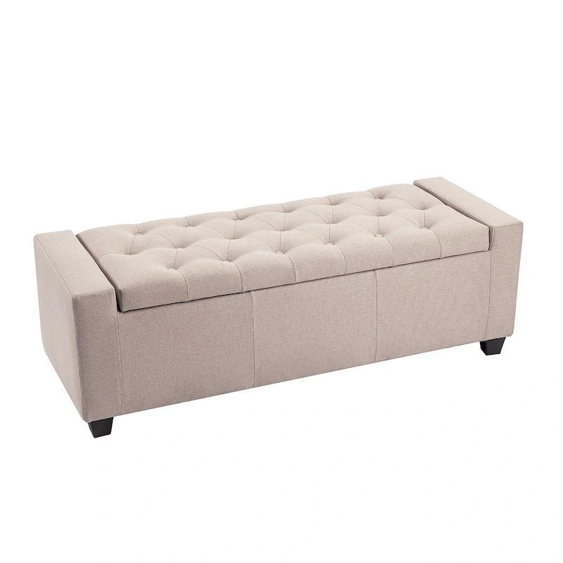 Iara Fabric Upholstered Flip Top Storage Ottoman Bench