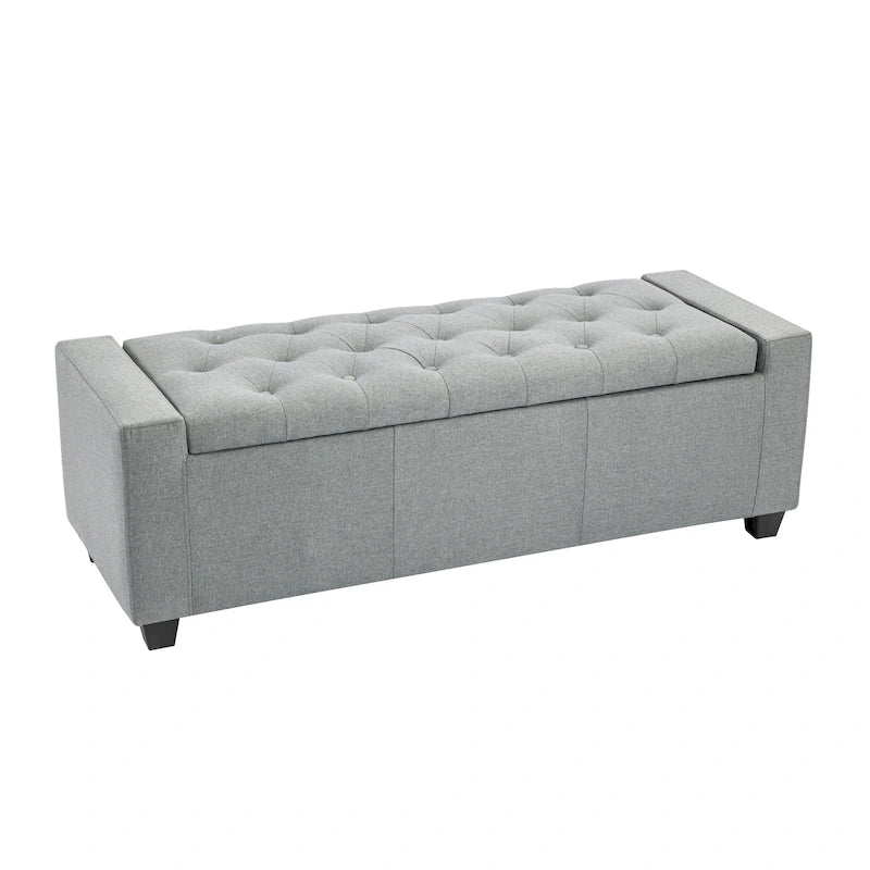 Iara Fabric Upholstered Flip Top Storage Ottoman Bench