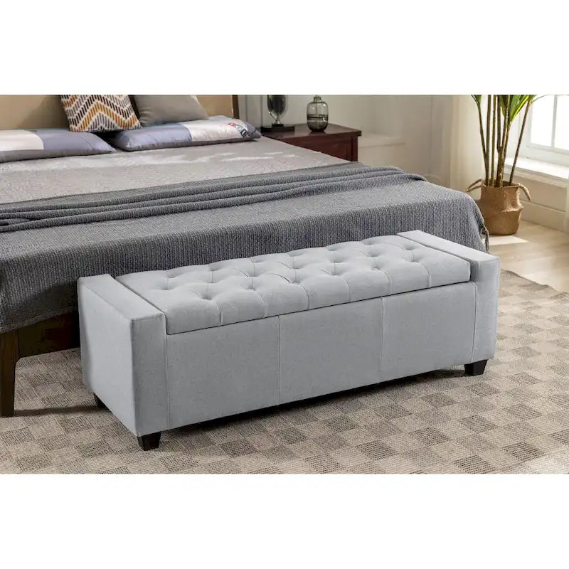 Iara Fabric Upholstered Flip Top Storage Ottoman Bench
