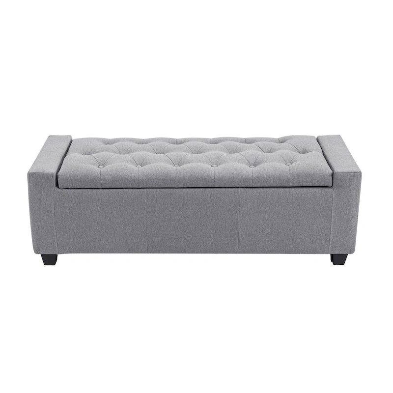 Iara Fabric Upholstered Flip Top Storage Ottoman Bench