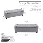 Iara Fabric Upholstered Flip Top Storage Ottoman Bench