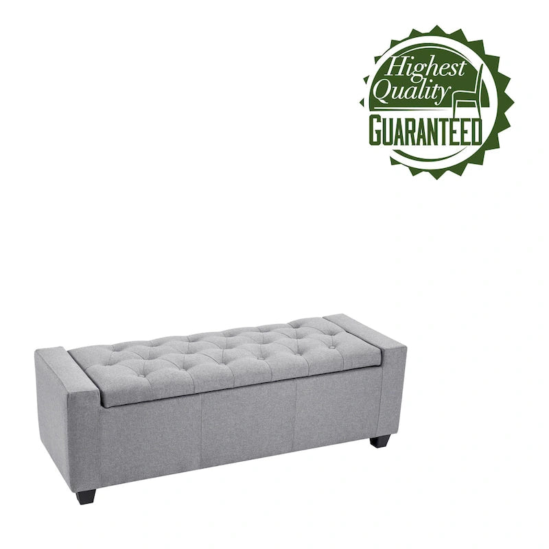 Iara Fabric Upholstered Flip Top Storage Ottoman Bench