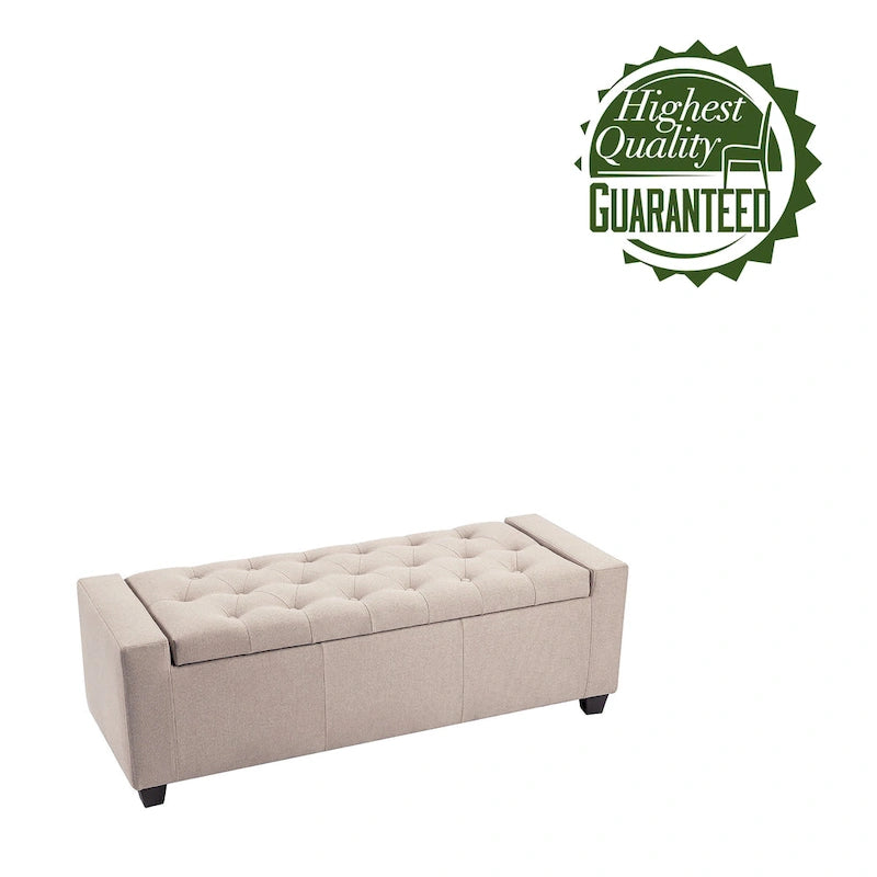 Iara Fabric Upholstered Flip Top Storage Ottoman Bench