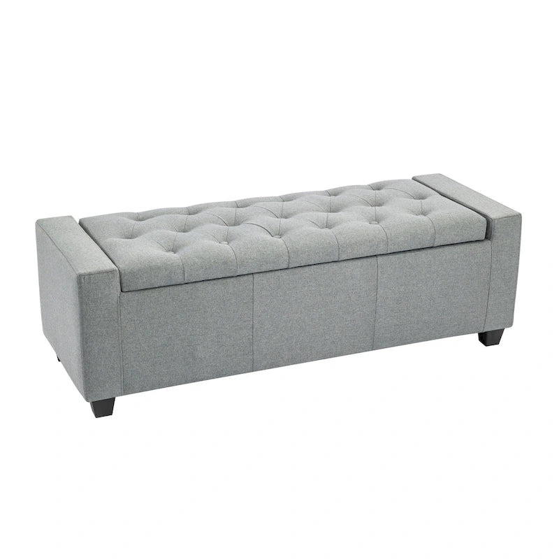 Iara Fabric Upholstered Flip Top Storage Ottoman Bench