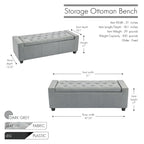 Iara Fabric Upholstered Flip Top Storage Ottoman Bench