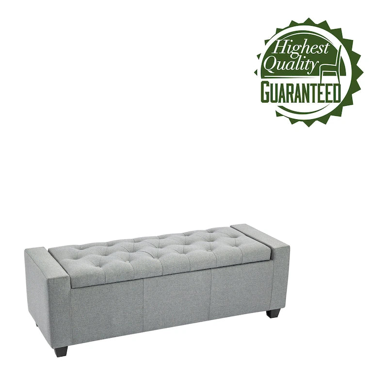 Iara Fabric Upholstered Flip Top Storage Ottoman Bench