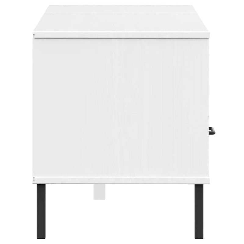 vidaXL TV Stand TV Console TV Console with Metal Legs Solid Wood Pine OSLO - 62.2 x 15.7 x 18.3