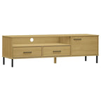 vidaXL TV Stand TV Console TV Console with Metal Legs Solid Wood Pine OSLO - 62.2 x 15.7 x 18.3