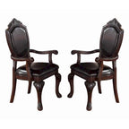 Traditional Rubber Wood Royal Arm Chair Set of 2 Brown