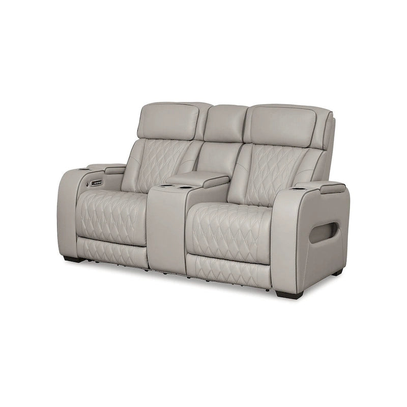 Boyington Gray Power Reclining Loveseat with Console - 75W x 40D x 44H