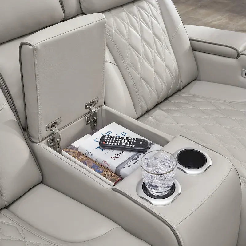 Boyington Gray Power Reclining Loveseat with Console - 75W x 40D x 44H