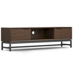 Devlin SOLID HARDWOOD 72 inch Wide Modern Industrial TV Media Stand in Walnut Brown For TVs up to 80 inches