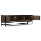 Devlin SOLID HARDWOOD 72 inch Wide Modern Industrial TV Media Stand in Walnut Brown For TVs up to 80 inches