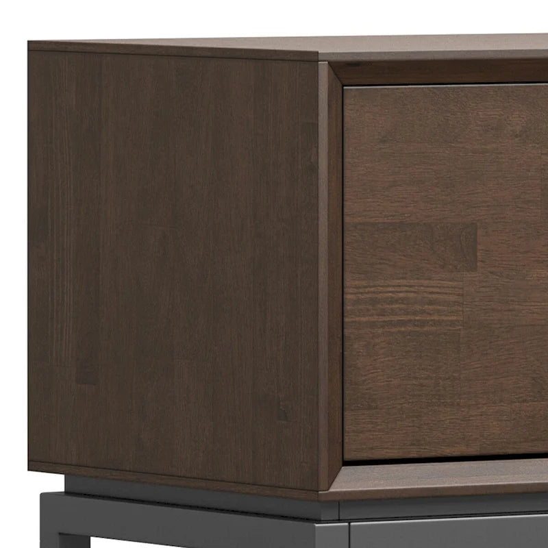 Devlin SOLID HARDWOOD 72 inch Wide Modern Industrial TV Media Stand in Walnut Brown For TVs up to 80 inches