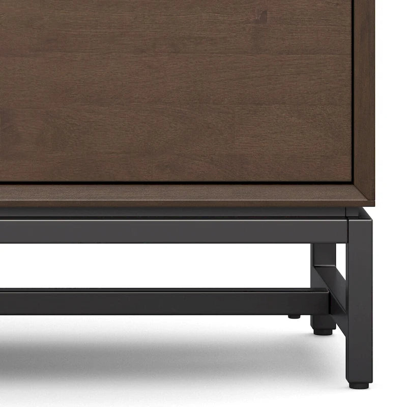 Devlin SOLID HARDWOOD 72 inch Wide Modern Industrial TV Media Stand in Walnut Brown For TVs up to 80 inches