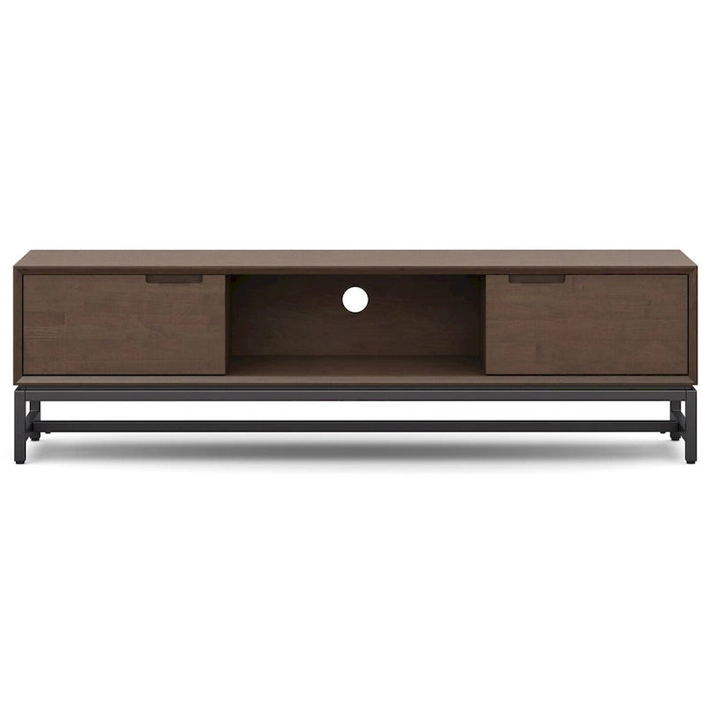 Devlin SOLID HARDWOOD 72 inch Wide Modern Industrial TV Media Stand in Walnut Brown For TVs up to 80 inches