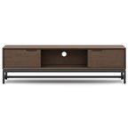 Devlin SOLID HARDWOOD 72 inch Wide Modern Industrial TV Media Stand in Walnut Brown For TVs up to 80 inches