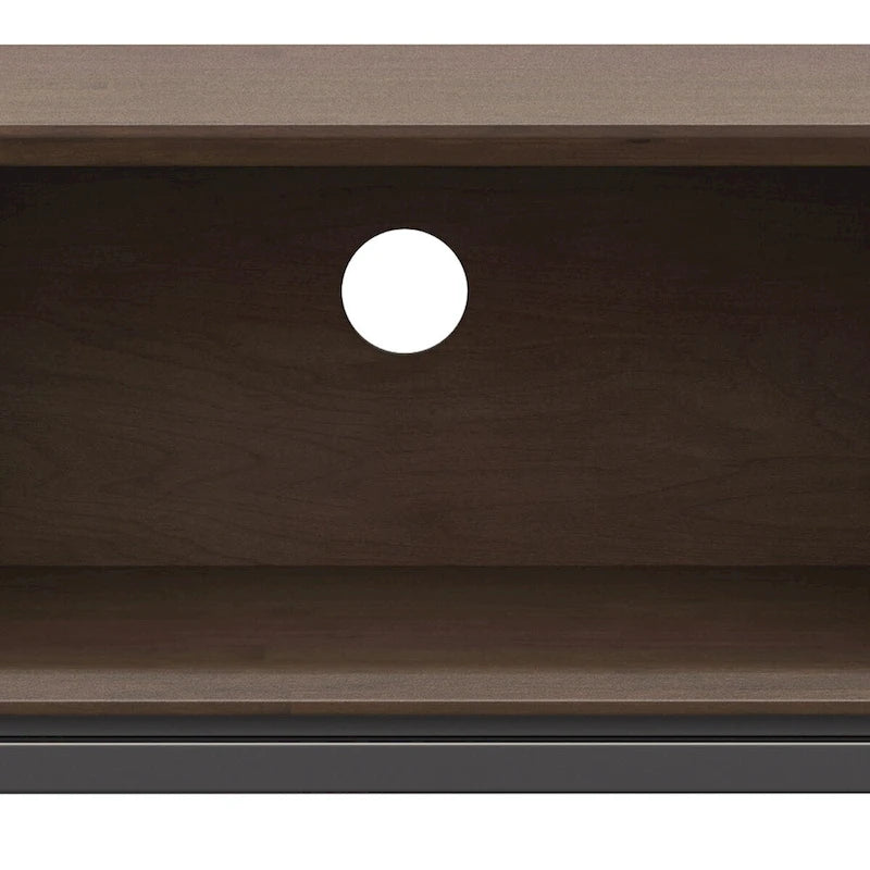 Devlin SOLID HARDWOOD 72 inch Wide Modern Industrial TV Media Stand in Walnut Brown For TVs up to 80 inches