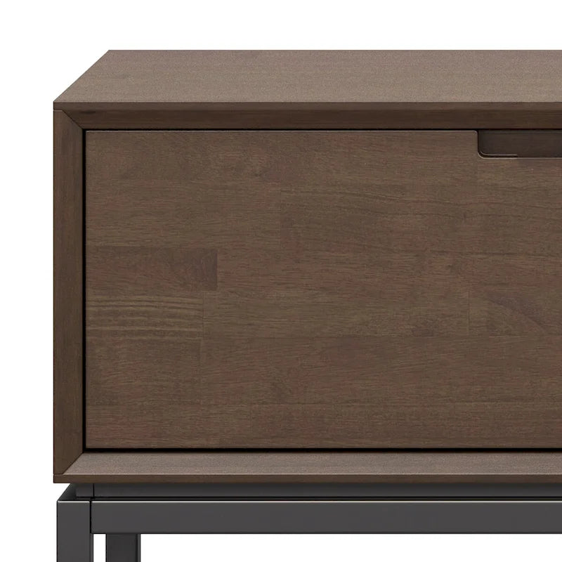 Devlin SOLID HARDWOOD 72 inch Wide Modern Industrial TV Media Stand in Walnut Brown For TVs up to 80 inches