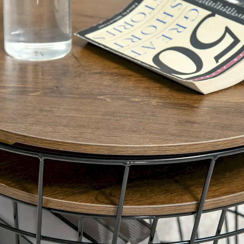 End Tables Set of 2, Nesting Tables with Storage, Round Accent Side Tables with Removable Top for Living Room, Bedroom