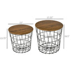 End Tables Set of 2, Nesting Tables with Storage, Round Accent Side Tables with Removable Top for Living Room, Bedroom