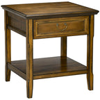 Side Table With Storage, Vintage End Table With Drawer And Open Shelf